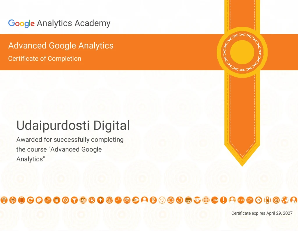 Udaipur Dosti Course_Certificate Analytics