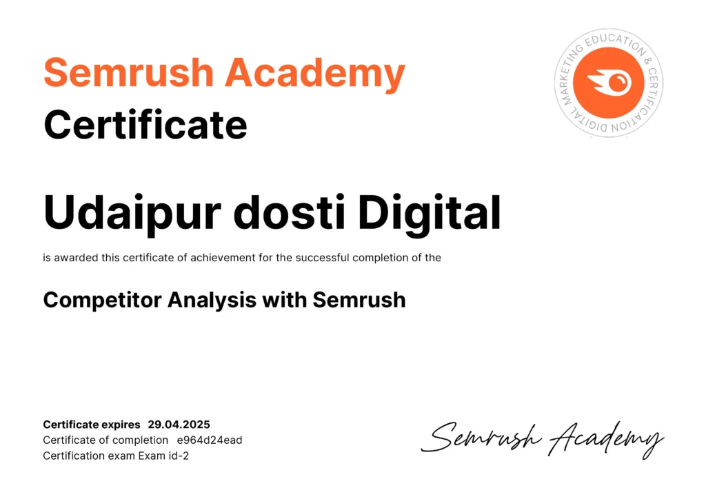 udaipur dosti digital Semrush